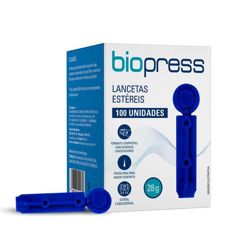 Lancetas Estéreis Biopress 100 Unidades em Oferta na Shopee