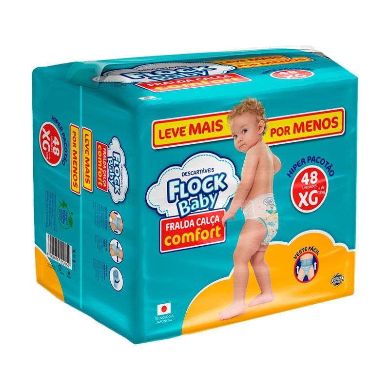 Fralda Calça Descartável Flock Baby Comfort Hiper XG 48 Unidades em Oferta na Shopee