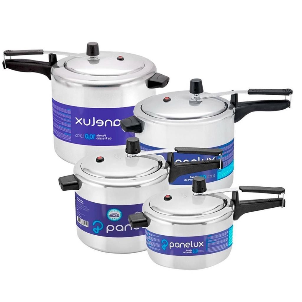Conjunto de Panelas de Pressão Panelux Classic Polida 3,0 - 4,5 - 7,0 - 10 Litros - 4 peças em Oferta na Shopee