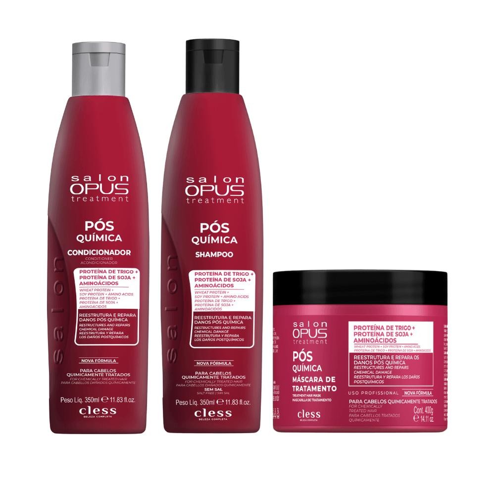 kit Pós Química Shampoo Condicionador e mascara Salon Opus em Oferta na Shopee