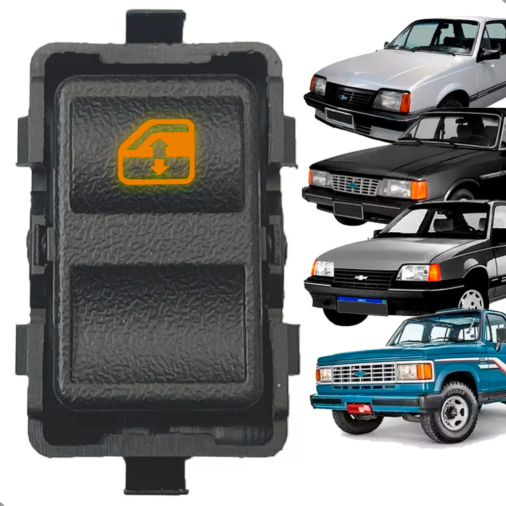 Botão Vidros Elétricos Monza Kadett Opala Caravan Bonanza D20 C20 Simples LED Laranja 5 Terminais
