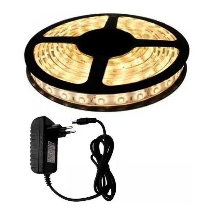 Fita Led 5050 5 Metros C/ Silicone Ip65 Quente 3000k + Fonte em Oferta na Shopee