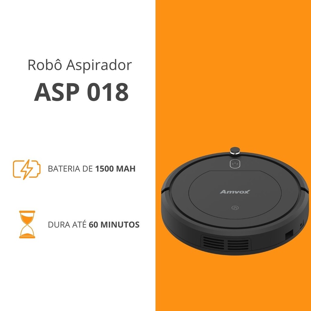 Robô Aspirador Amvox 3 Funções limpa, aspira e passa pano ASP 018 BLACK Bivolt — imagem 2 de 2