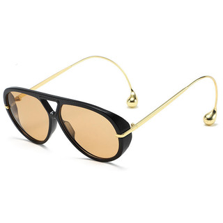 Óculos De Sol Masculino Oversized Oval Punk Piloto Moda Feminina Feixe Duplo Tons De Metal UV400