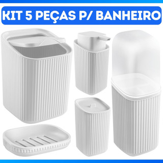Kit Banheiro - Lavabo 5 Peças C/ Frisos Varias Cores Material Reforçado