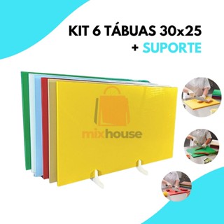 Kit De 6 Tábuas De Corte Profissional Polietileno 30x25 8MM Antibacteriana Carnes Legumes Peixes Pao em Oferta na Shopee