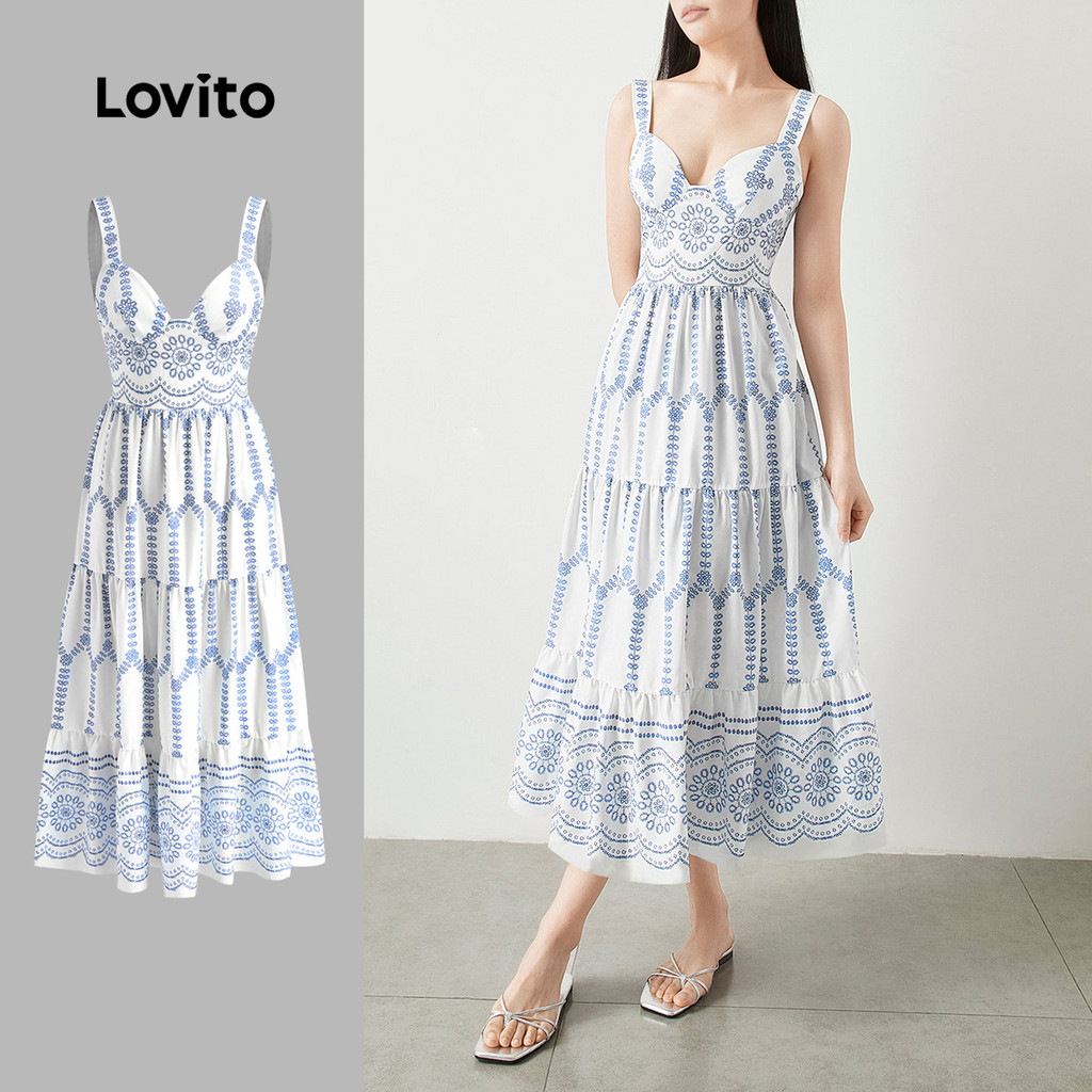 Lovito Vestido Casual de flores drapeadas com estampa Tribal para mulheres L121AD1063 - Women Clothes