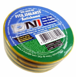 10 Fitas Isolantes Verde e Amarela 5m - DNI 5029 VA em Oferta na Shopee