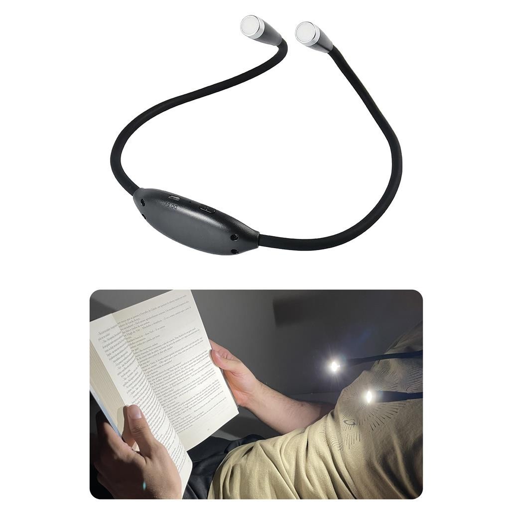 Lanterna Para Pescoço Led Ultra Forte Flexível Recarregável Iluminação Mãos Livres Leitura