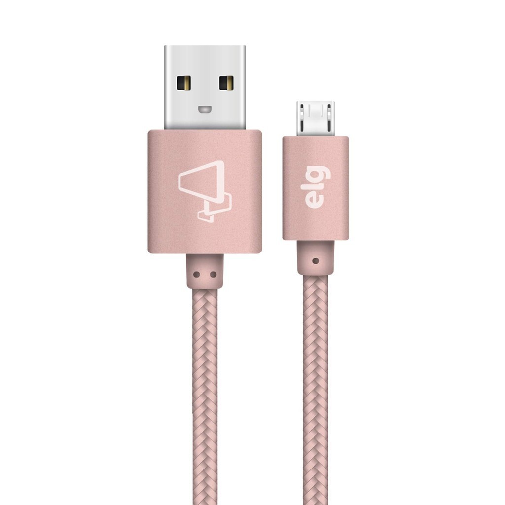 Cabo Micro USB, Sincronização e Recarga 12W 2.4A, Nylon Trançado, 1 metro, Rose Gold, M510BRG, ELG em Oferta na Shopee