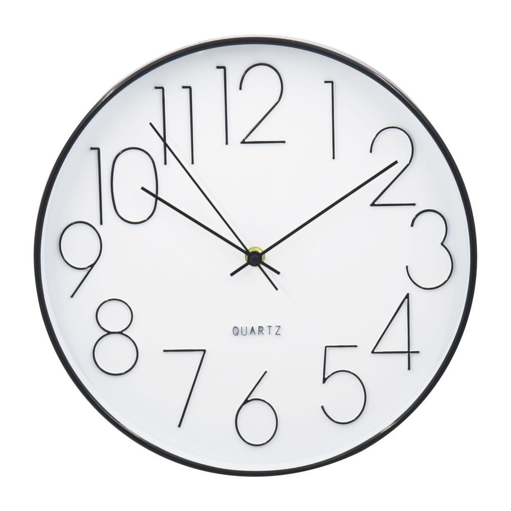 Relógio de Parede 30cm Para Cozinha, Sala - Preto e Branco