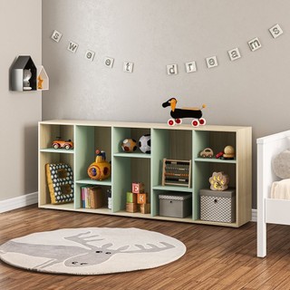Estante Infantil  Multifuncional 10 nichos  Bella Casatema Natural/Menta em Oferta na Shopee