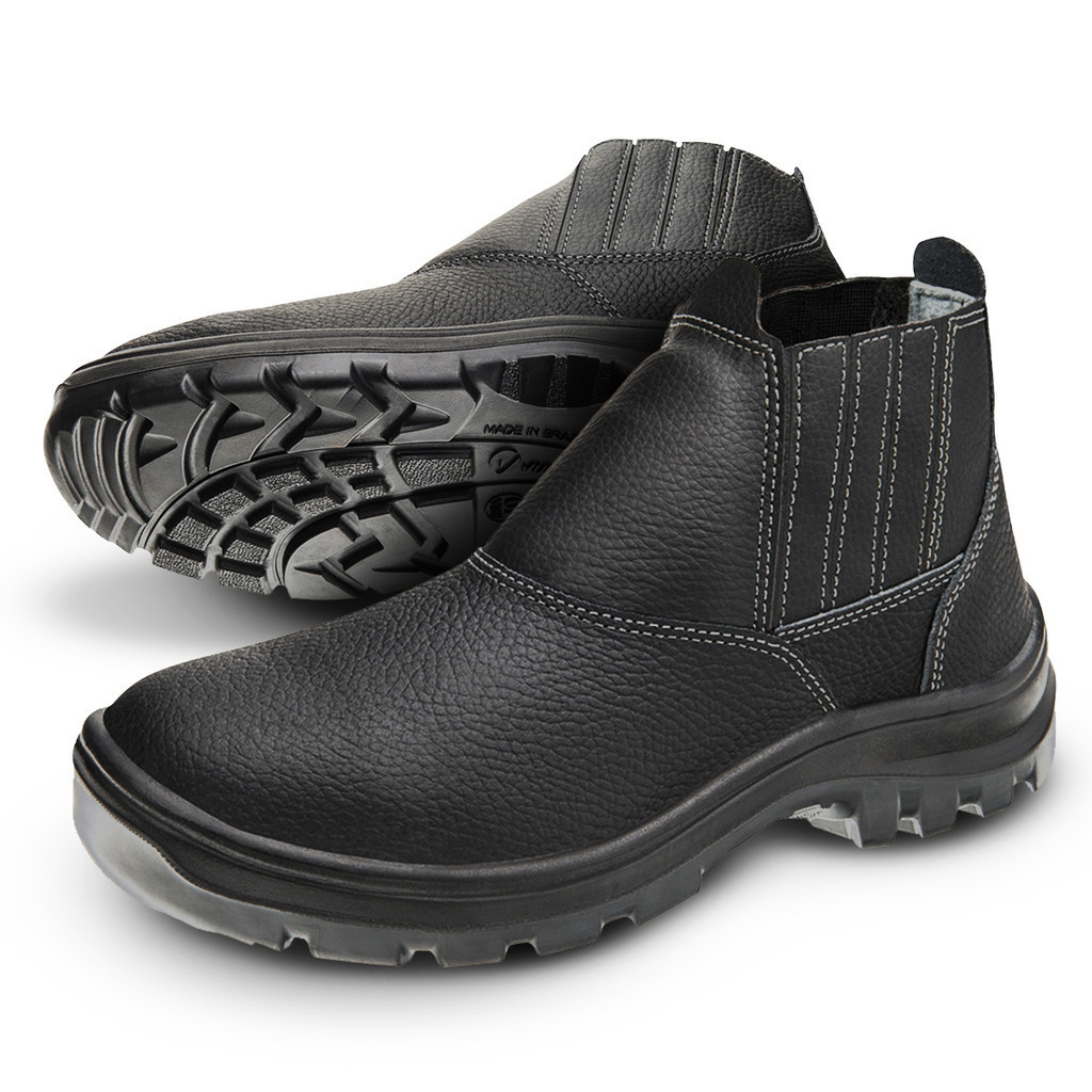 Botina de Elástico Bico de Aço Vulcaflex Marluvas em Couro Relax em Oferta na Shopee