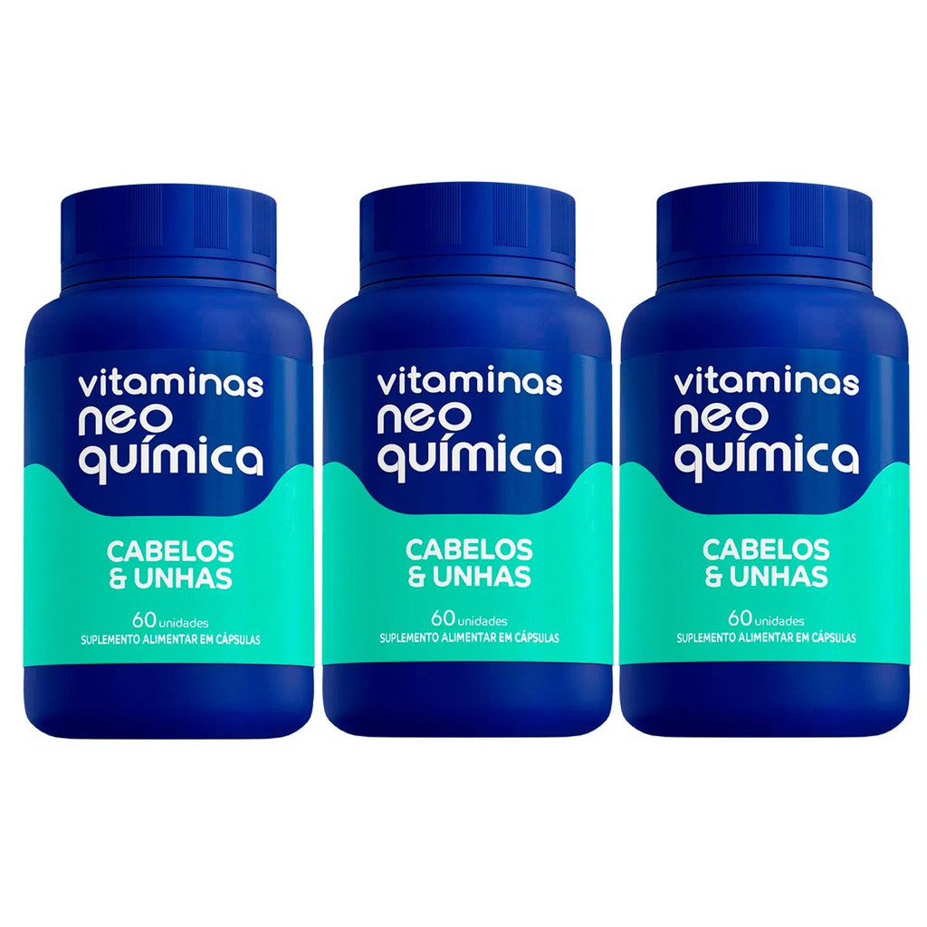 Kit 3 Suplemento Cabelos e Unhas 60 Cápsulas - Neo Química em Oferta na Shopee