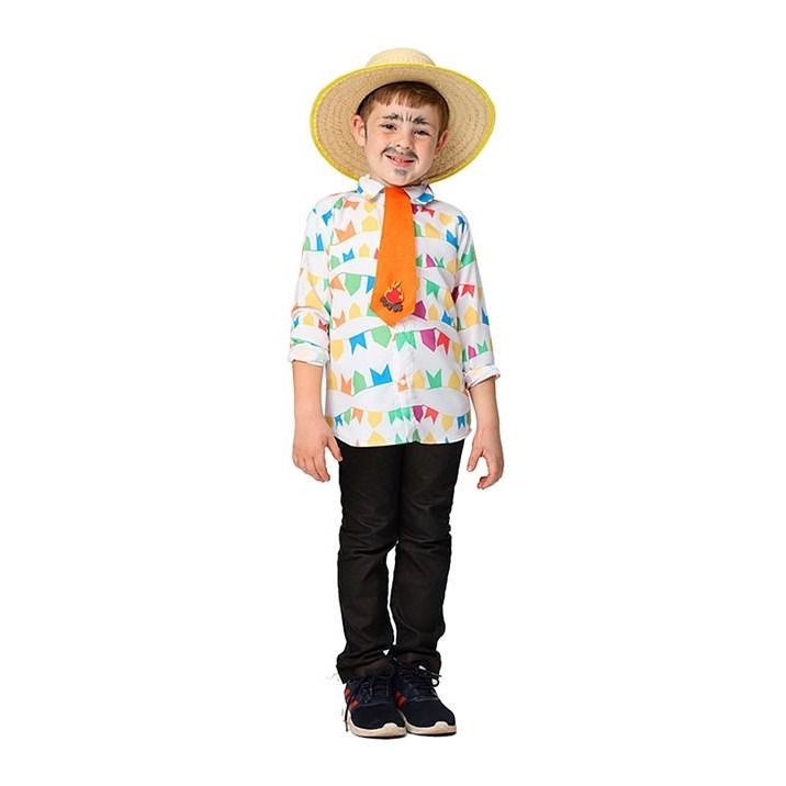 camisa festa junina julina infantil com gravata blusa pra menino roupa caipira de quermesse e dança escola em Oferta na Shopee