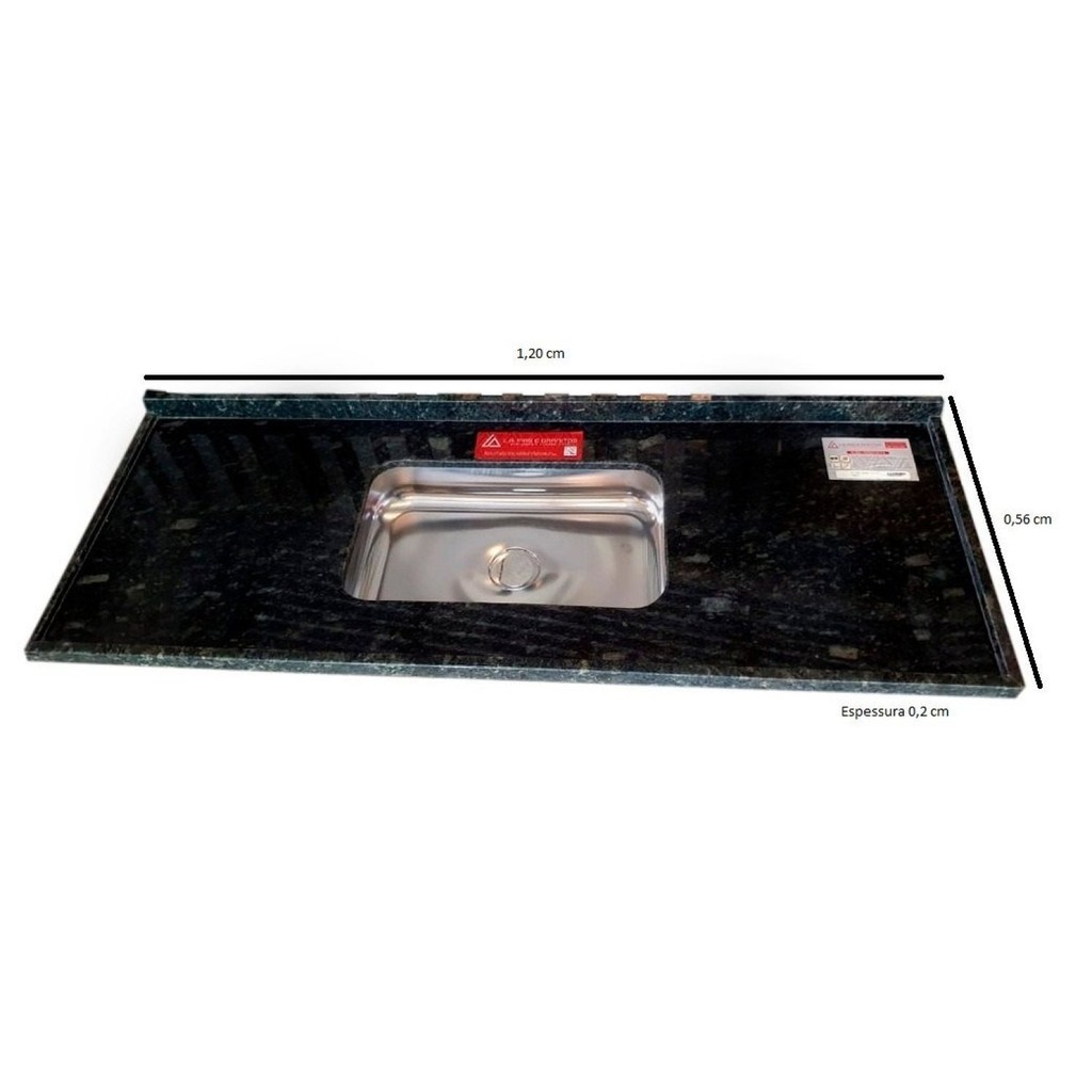 Pia de Cozinha Granito 120cm Standard Cuba Simples L.A. Pias e Granitos  120cm - Home & Living