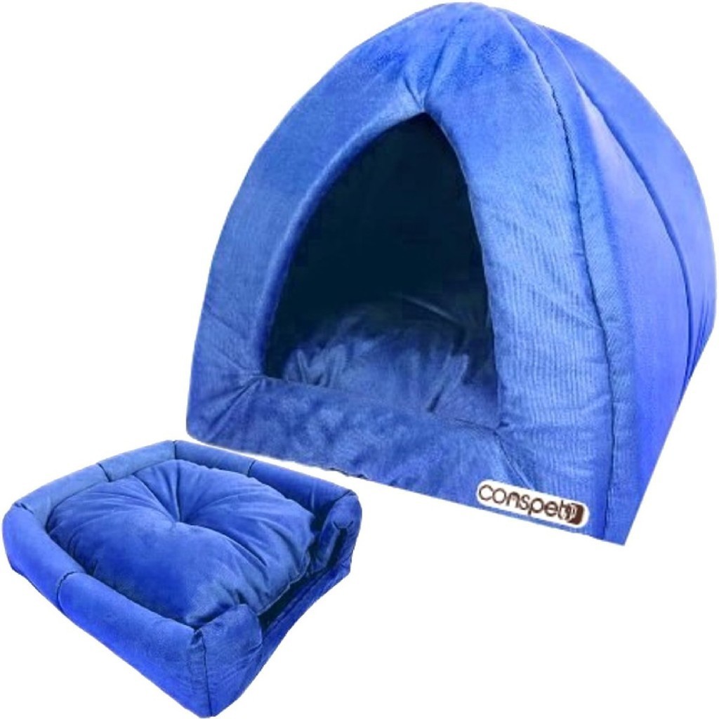 Casinha Toca Tenda Gato Cães Iglu Impermeável Lavável Pet - Cor Azul