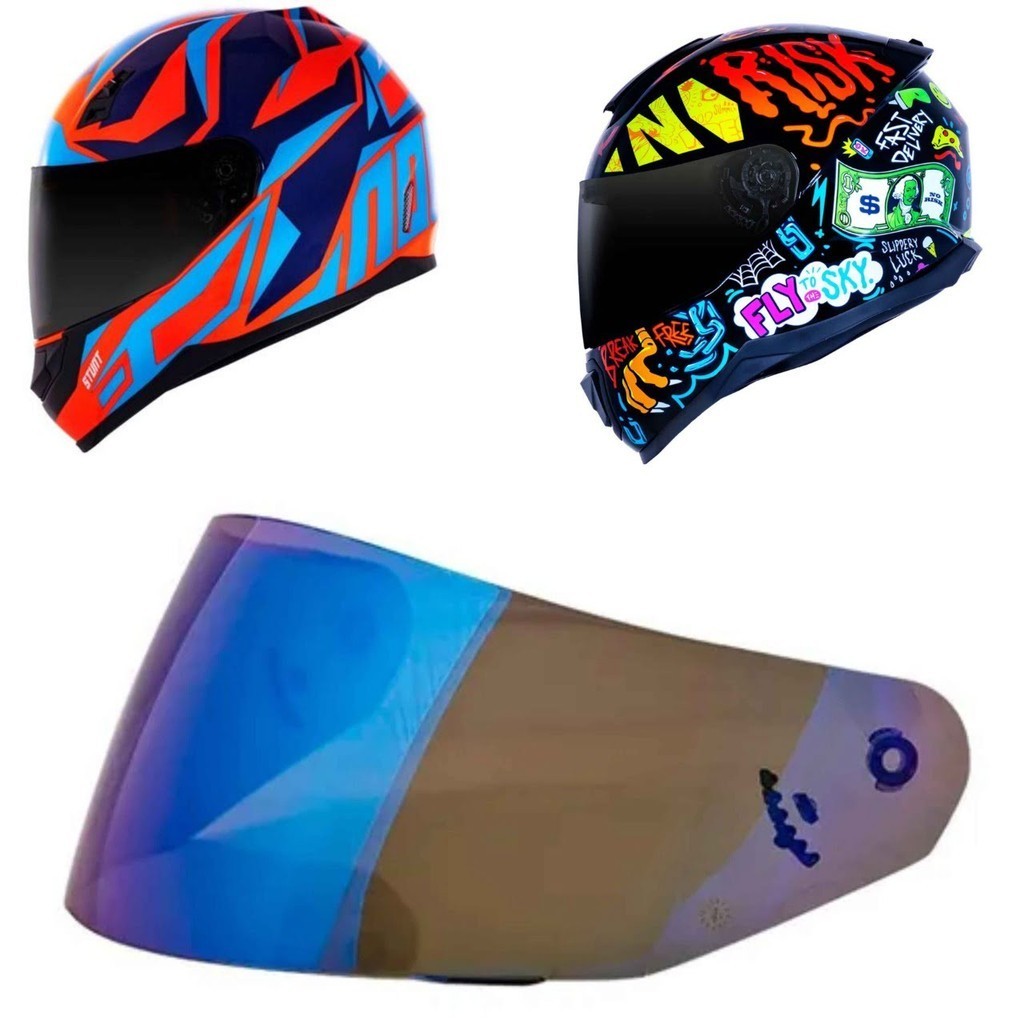 Viseira Norisk Stunt FF391 FF389 Razor FF802 Ls2 FF369 Iridium Azul