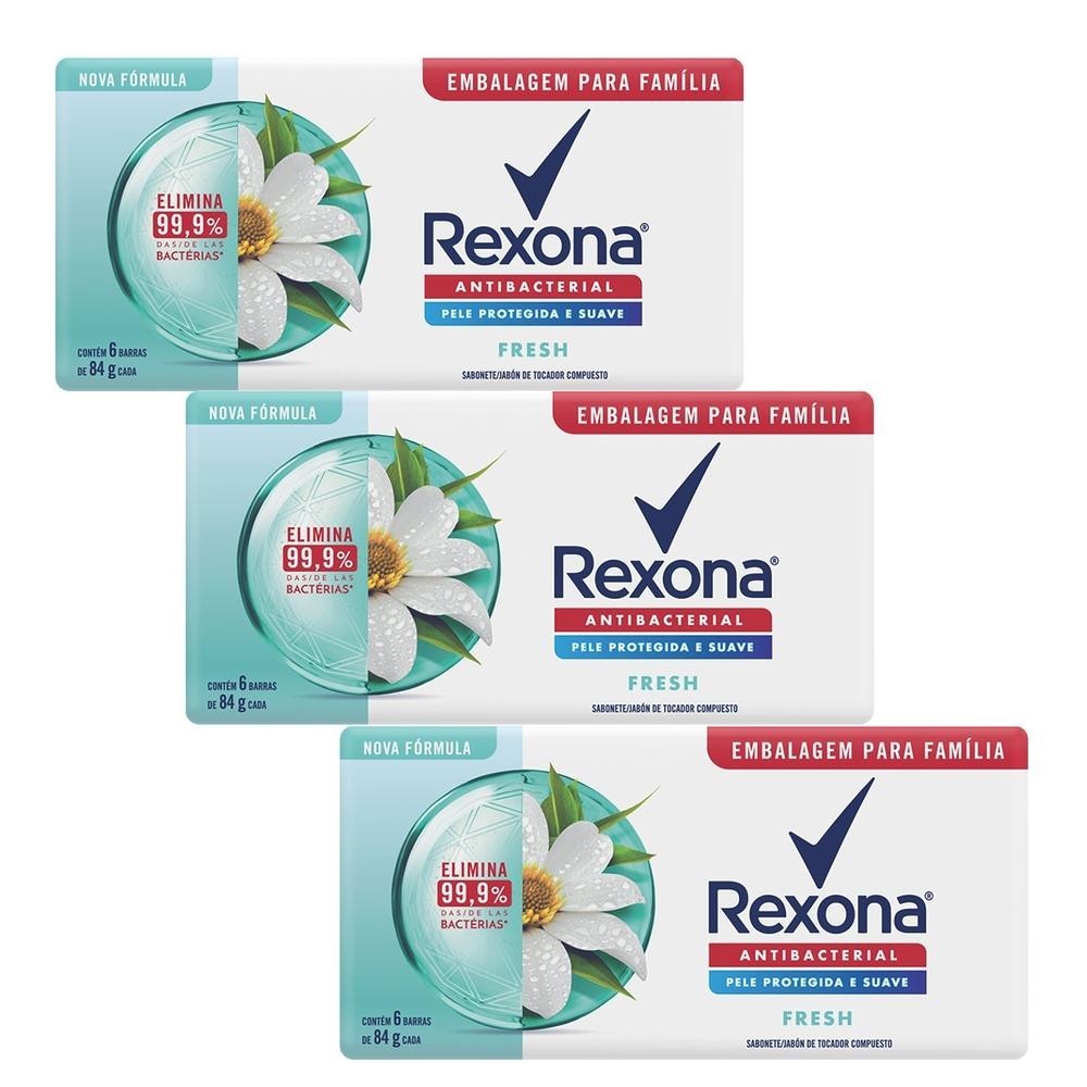 Kit 3 Packs Sabonete Rexona Fresh 6 unidades em Oferta na Shopee