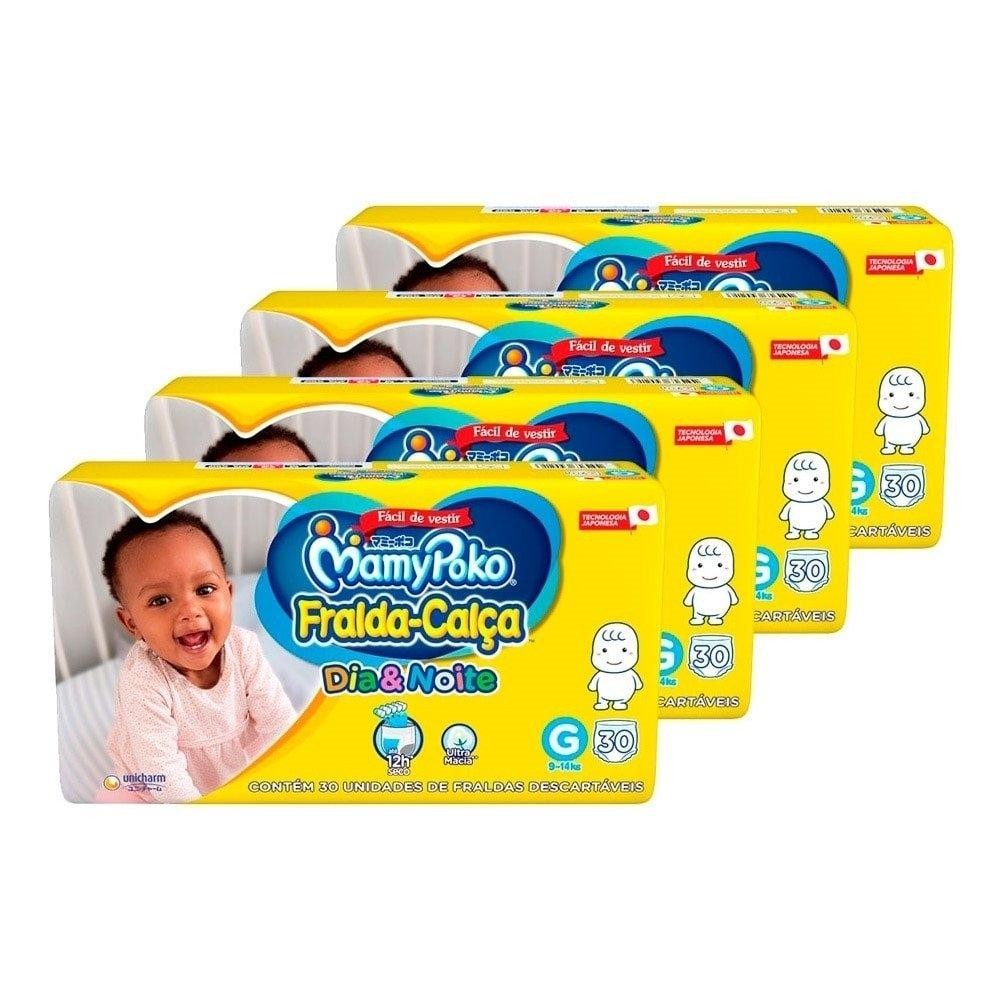 Fralda Descartável MamyPoko Calça Dia&Noite Jumbo G - 4 Pacotes com 30 Fraldas - Total 120 Tiras em Oferta na Shopee