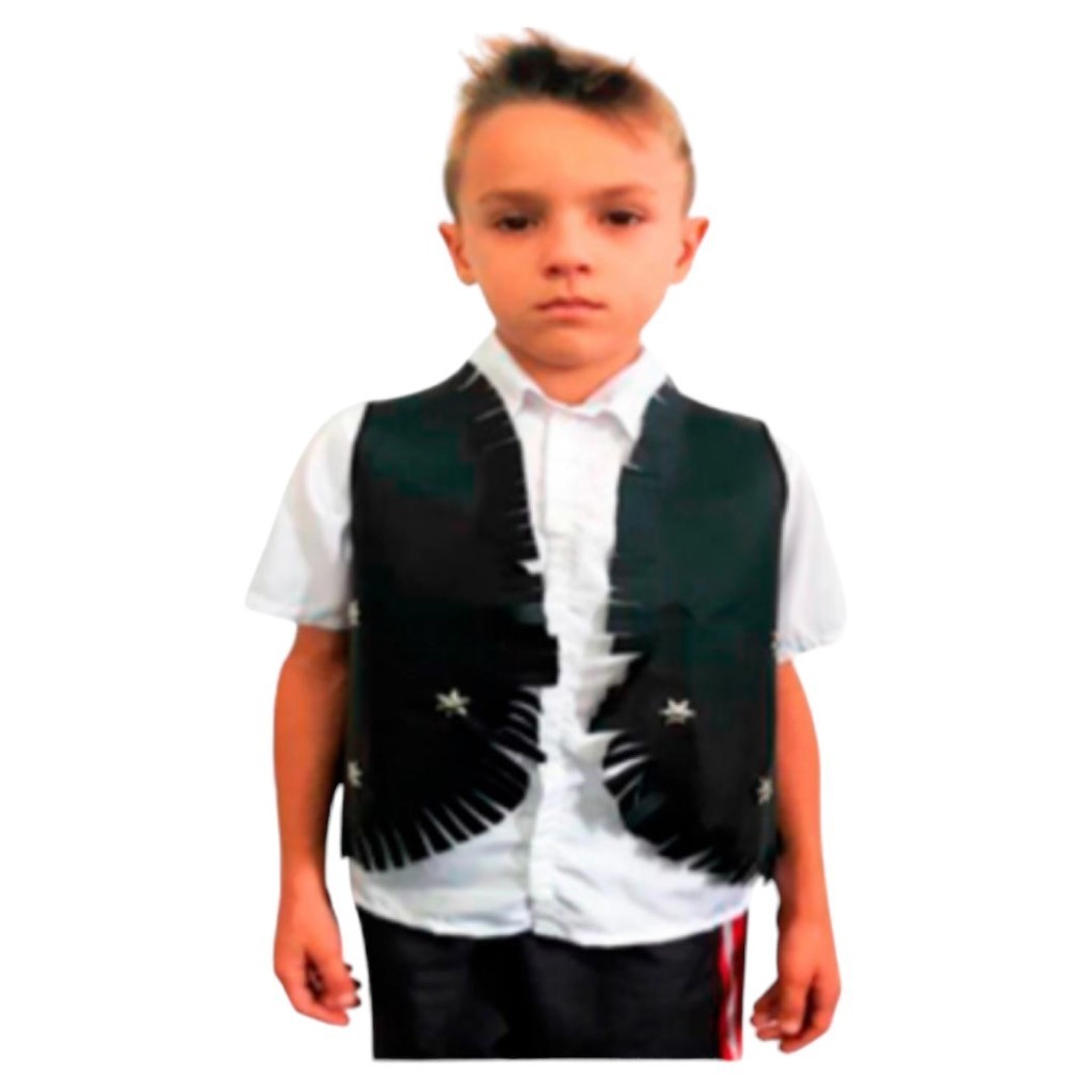 Colete Junino Masculino Infantil Franja Country Cowboy Boiadeiro Peão de Rodeio Festa Junina Arraiá Quadrilha Quermesse
