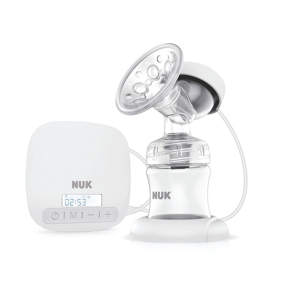 BOMBA EXTRATORA DE LEITE ELÉTRICA NUK BIVOLT COM MODO MASSAGEM 9 NÍVEIS DE SUCÇÃO USB E RECIPIENTE