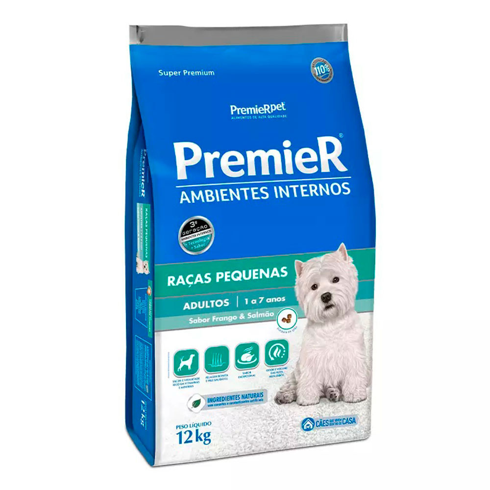 Ração Premier Ambientes Internos Cães Adultos Raças Pequenas Frango E Salmão 12Kg em Oferta na Shopee