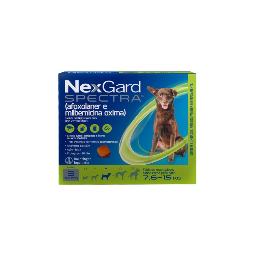 Nexgard Spectra M Até 15kg 3 Tabletes Antipulgas e Carrapato em Oferta na Shopee