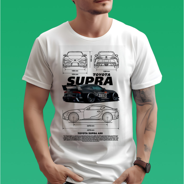 Camisa Camiseta Estampa DTF Toyota Supra A90 / T-shirt design Blusa Corrida Carro
