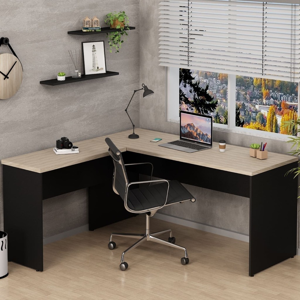 Escrivaninha Mesa Escritório em L 160x150cm Carvalho em Oferta na Shopee