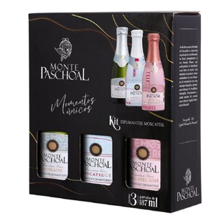 KIT MINI ESPUMANTES MONTE PASCHOAL MOSCATEIS 3X187ML em Oferta na Shopee