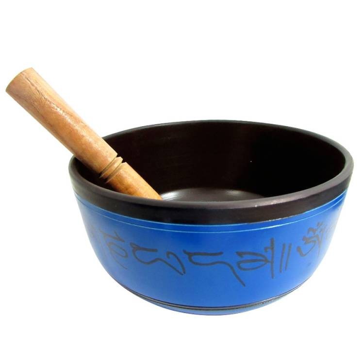 Imagem Tigela Tibetana Mantras Sino e Canto Alto GG T4 19cm - Azul