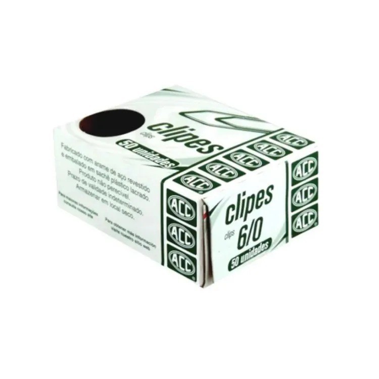 Caixa Clips Aço Galvanizado 6/0 50 Unidades Acc