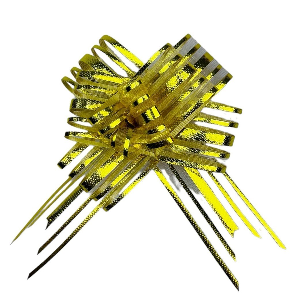 100 LAÇOS FACIL P/ PRESENTE ORGANZA HOLOGRÁFICO OURO GRANDE 3 CM X 47 CM (EX) em Oferta na Shopee