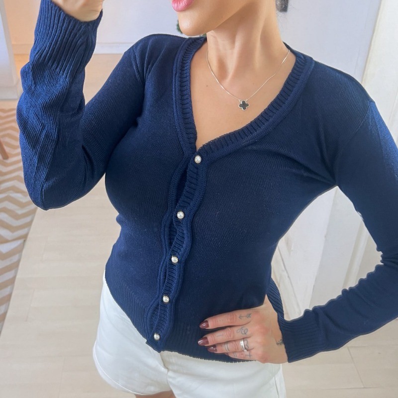 Casaco Tricot Lisa Com Botões Elastano Lindo Moda Super Envio !