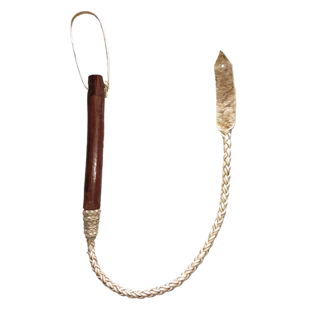Tala Rabo de Tatu Chicote De Couro Cru Com Cabo De Madeira Envio Imediato