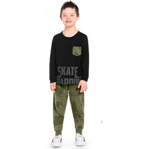 Conjunto De Camiseta Moletom Infantil Menino Forrada Inverno