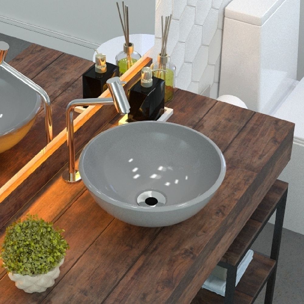 Cuba de Apoio Redonda C01 Para Banheiro R30W Cinza - Lyam Decor em Oferta na Shopee