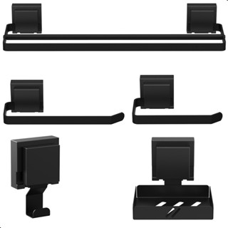 Kit Acessórios Banheiro Com Ventosa Preto 5 Peças Duplo Max em Oferta na Shopee