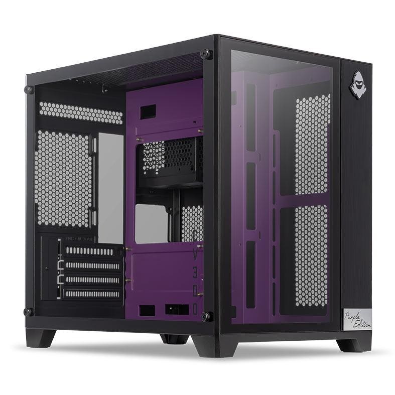 Gabinete Gamer Mancer CV300 Purple Edition, Mid-Tower, Lateral de Vidro, Preto e Roxo,MCR-CV300-PEBK