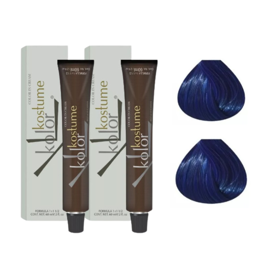 Kit 2 Tintas Cabelo Coloração Tintura Kostume Kolor Azul