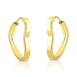 Argola de ouro 18k coração tamanho médio e largo