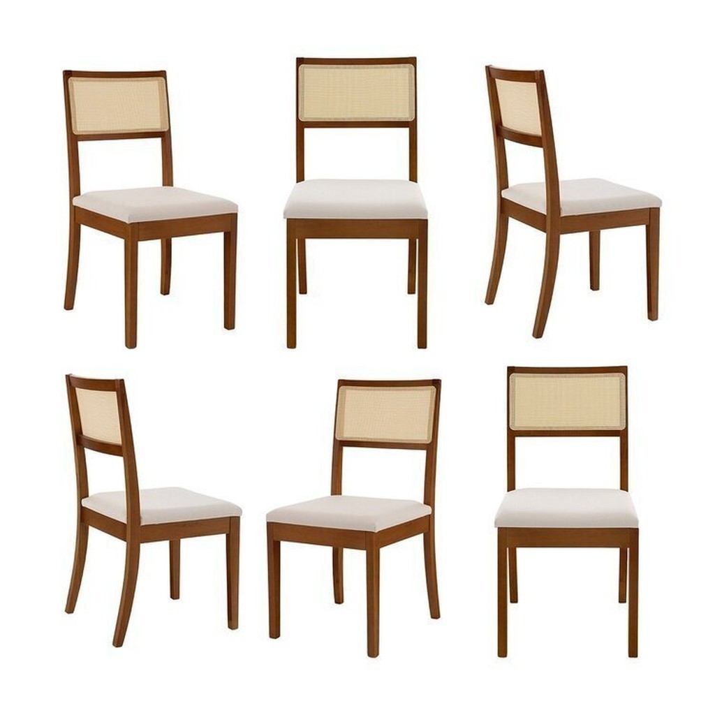 Kit 6 Cadeiras Madeira Maciça Tiê CabeCasa MadeiraOriginals Amêndoa/Bege claro em Oferta na Shopee