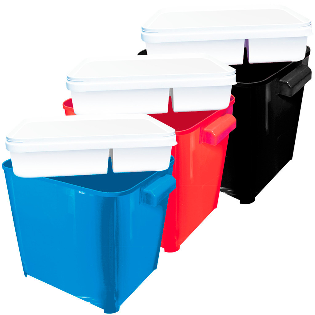 Canister Container Tampa Porta Ração 4,5Kg C/ Comedouro Plástico Protege Cachorro Gato Furacão Pet