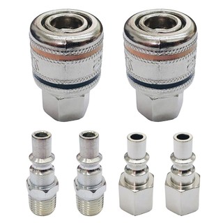 Jogo 6 Conectores Engate Rápido 1/4 Pneumáticos Compressor Uso Profissional Vedação Segura Alta Resistência