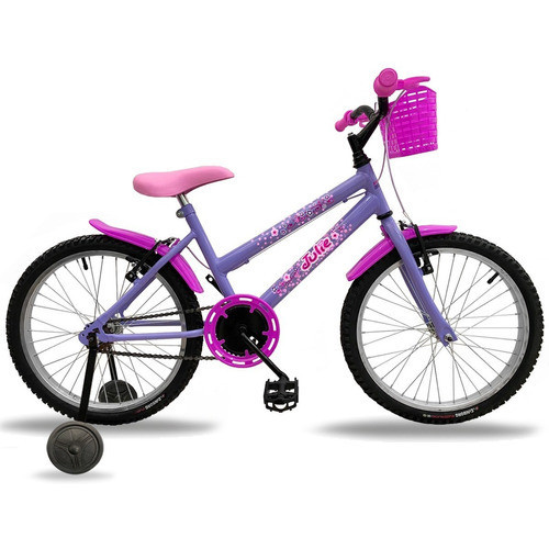 Bicicleta Infantil Julie Aro 20 Power Bike Infantil Feminina C/ Rodas Criança Menina pedivela cromado;preto