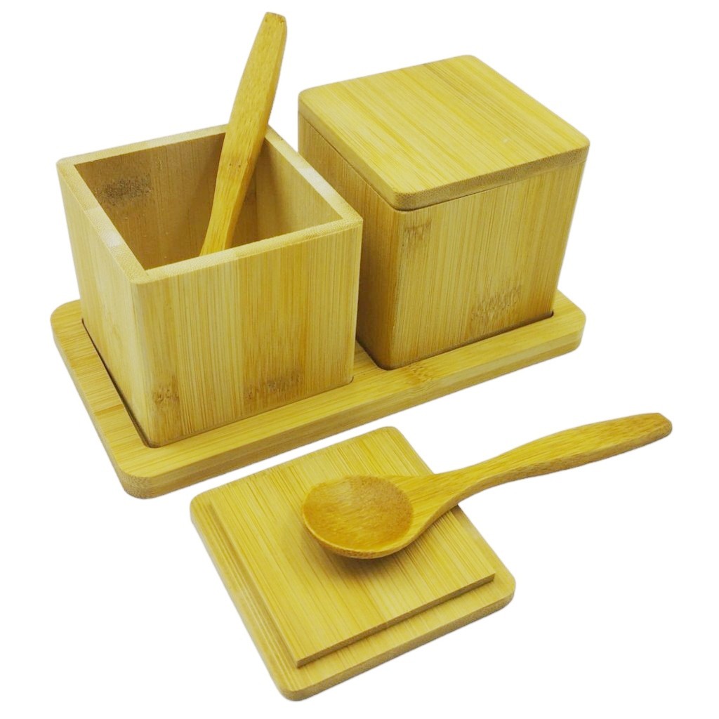 Kit Potes Porta Tempero Condimento Em Bambu Cozinha Maranta