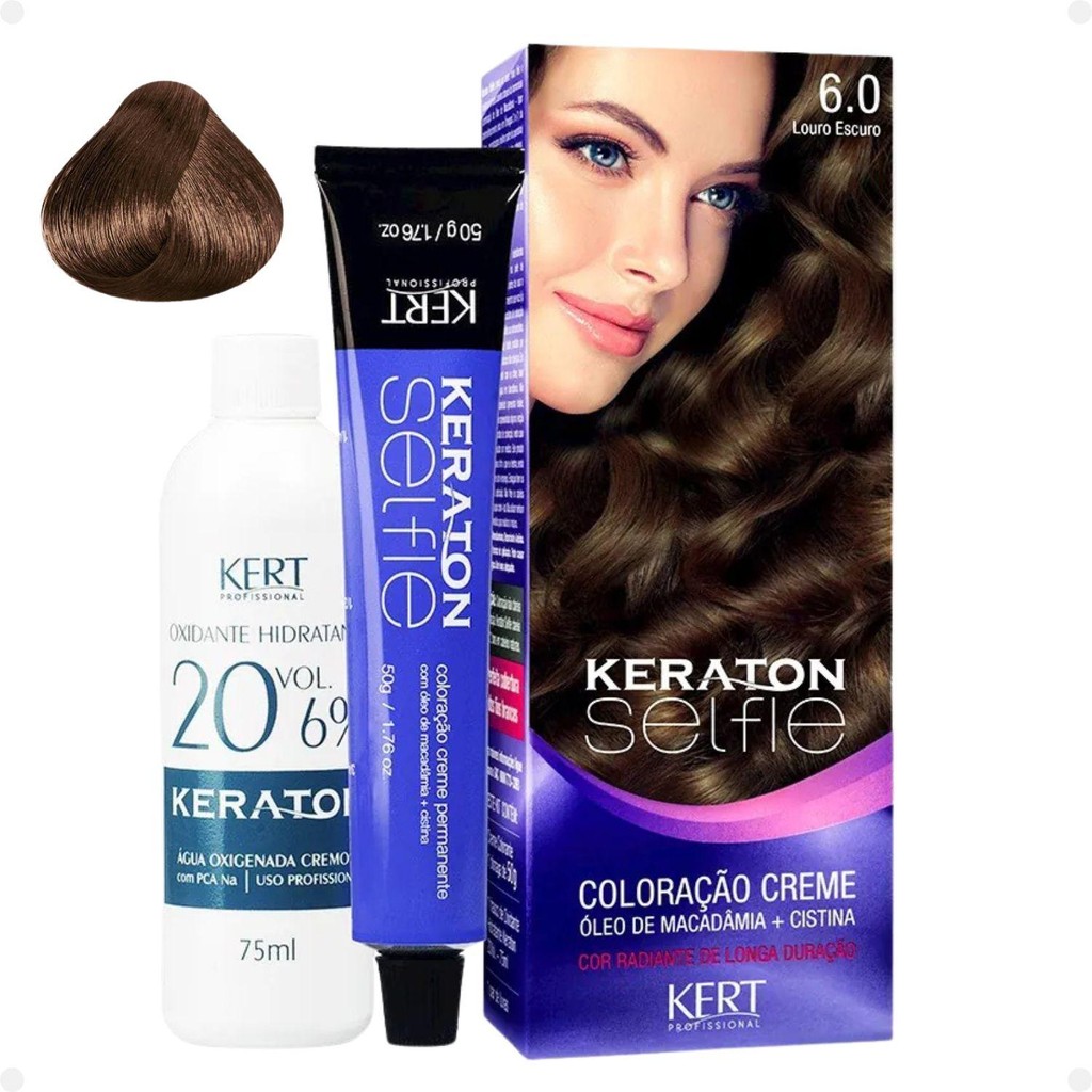 Coloração Creme Kert Keraton Selfie 6.0 Louro Escuro