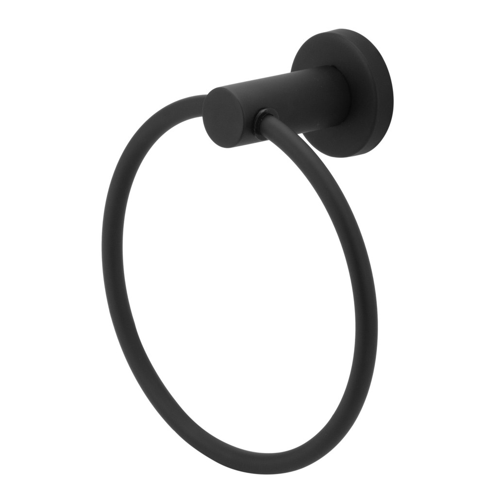 Porta Toalha Argola Mãos Rosto Inox Black/preto Banheiro