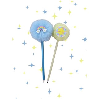 02 Lápis pompom Arco Iris Solzinho papelaria lapis escrever material escolar lembrancinha presente em Oferta na Shopee